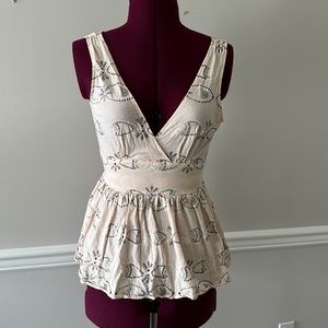 Anthropologie C. Kerr Blush Pink Sleeveless Crossover Peplum V-neck Top small